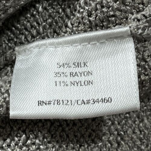 Eileen Fisher Womens Medium Cardigan Sweater Gray Silk Rayon Crop 3/4 Sleeve - Picture 8 of 12