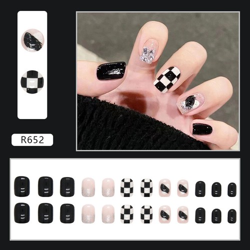 ✹Press On Nails Lange Blaue Herz-Sarg-Kunstnägel Ballerina Shiny Star Fake- ≌ - Bild 7 von 70