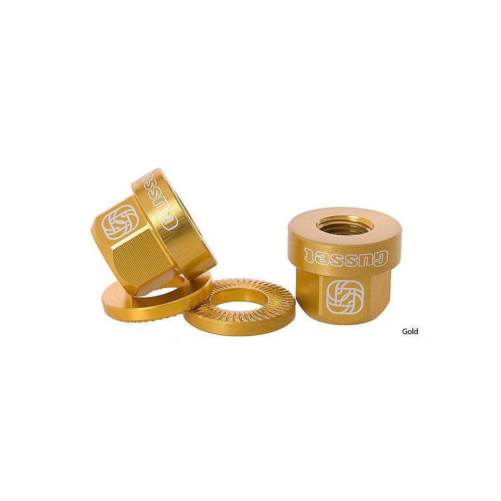 Wheel Nuts & Washers 14mm BMX or Single Speed Axle Anodized Gold By Gusset