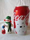 Vintage 3" Ceramic SNOWMAN holding LANTERN Chimer BELL Christmas Ornament Decor — photo 9
