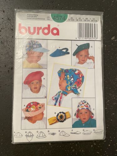 Sealed Sewing Pattern Burda 4574 Childrens Hat Pattern New Uncut - Picture 4 of 4