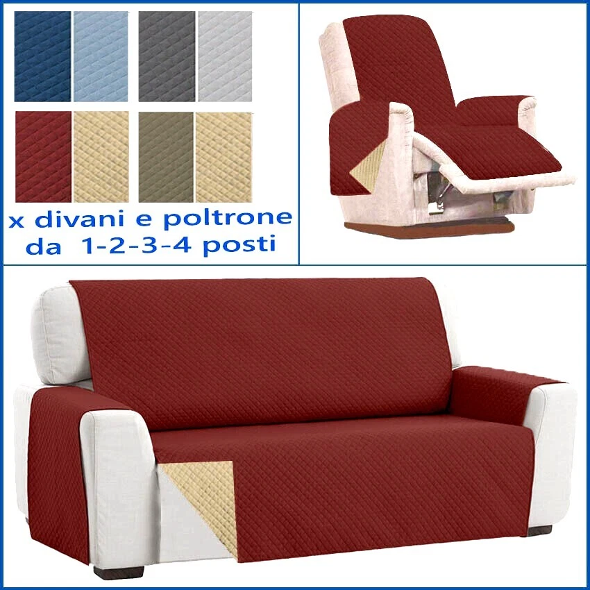 Copripoltrona Con Tasche Laterali Antiscivolo - Fodera Reversibile In Microfibra Per Poltrona Relax 1 Posto (Beige, Grande) - 4