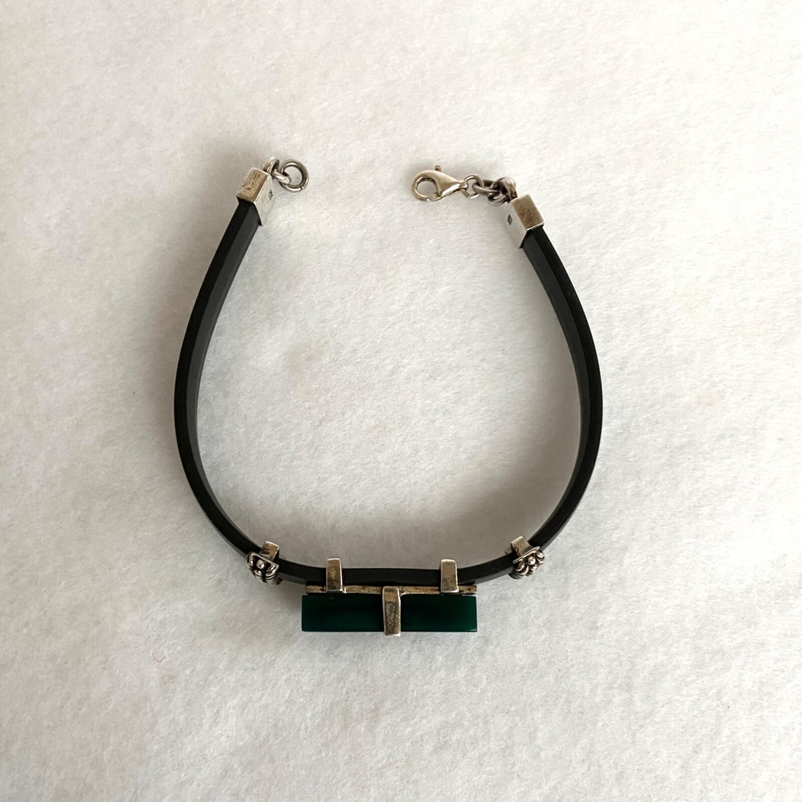 Sterling Silver 925 Rectangular Green Acrylic Bla… - image 23