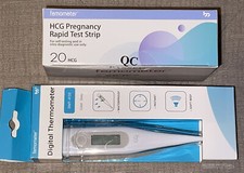 2PC Femometer 20 Count HCG Pregnancy Rapid Test Strips  Digital Thermometer NIB