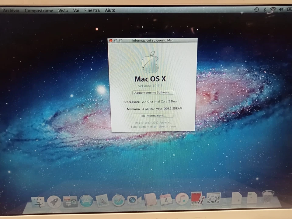 MacBook apple a1181 2007 intel core duo ram 4 gb ddr2 mac os x bianco laptop - Immagine 3 di 4