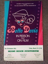 BETTE DAVIS 1973  Personal Appearance Poster Miami Beach Auditorium KOA