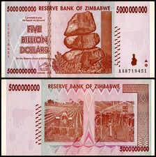 Zimbabwe 5 Billion Dollars, 2008, P-84, Used