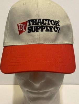 Tractor Supply Hat Adjustable Adult Baseball Beige with Red Bill Strapback Cap