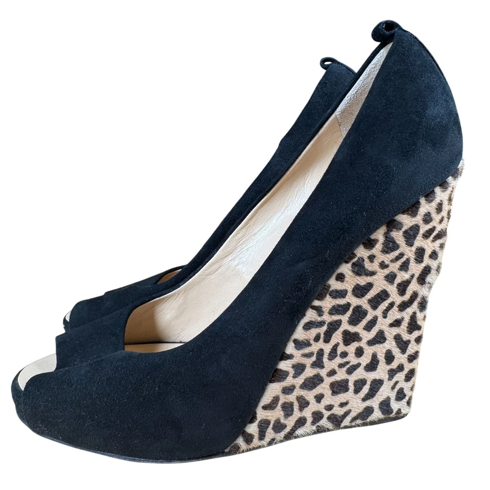 Giuseppe Zanotti заглянуть носок икры волос леопард печать на танкетке туфли каблуки размер 39 - Изображение 2 из 4