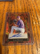 Luke Holman LSU TIGERS 2025 LEAF #ED 1/1 Orange Disco Flames AutoCincinnati Reds