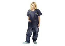 Dukal Scrub Pants Disposable Adult Spunbond Unisex Dark Blue Size Medium, 50 Ct
