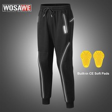 WOSAWE Men Fall/Winter Fleece Motorbike Sports Pants with Removable CE Knee Pads