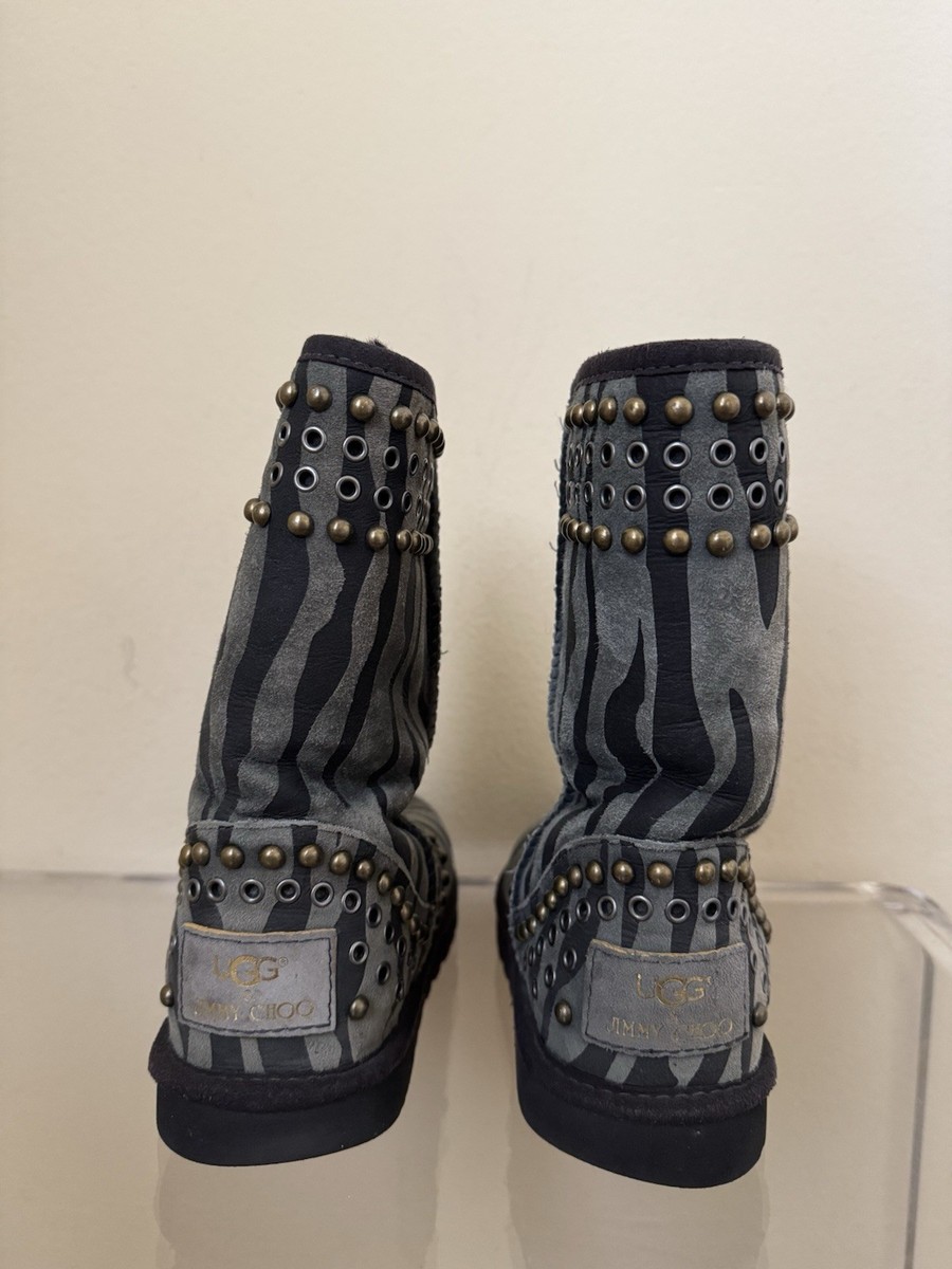 Ugg x Jimmy Choo Boots Studded Kaia Suede Zebra Print US 6 | eBay