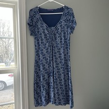 Fresh Produce Women's Short Sleeve Dress Blue Two Tone Size Made in USA Medium