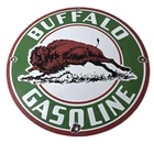 Vintage Buffalo Gasoline Sign - Gas Motor Oil Pump Plate Porcelain Sign