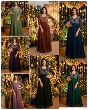 Women Anarkali Gown Embroidered Georgette Party Wear Long Maxi Dress