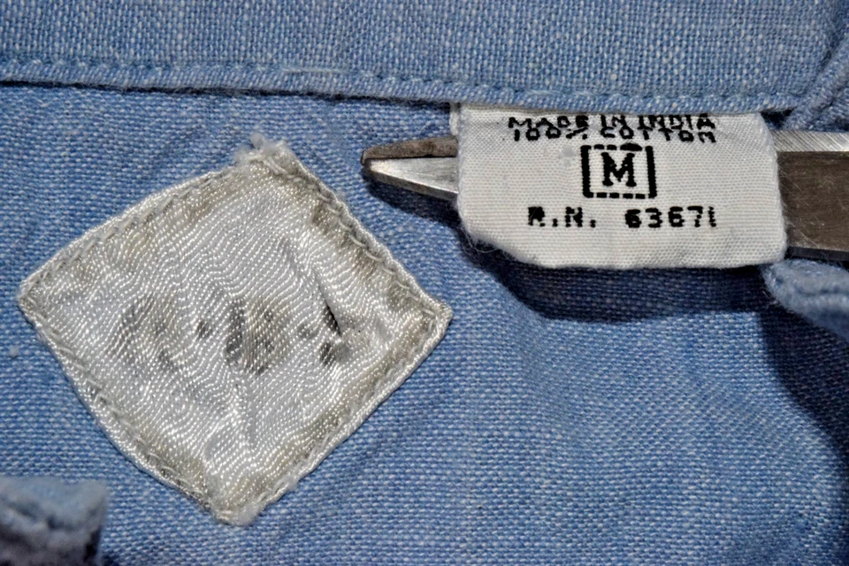 Vintage Shirt ABS Allen Schwartz Size M 80s Powder Blue Hidden Flap Snap Front - Image 3 of 4