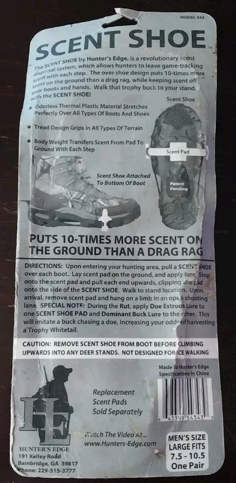 New SCENT SHOES Men's Size L Fits Shoe 7.5-10.5 Deer Hunting Attractant  - Image 2 of 2