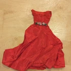 Vtg Barbie Mattel Red Formal Dress with Floral Waist Fashion Doll Clothing