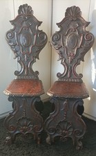 SEDIE ANTICHE-IN NOCE EPOCA '800 DUE SEDIE FINEMENTE SCOLPITE