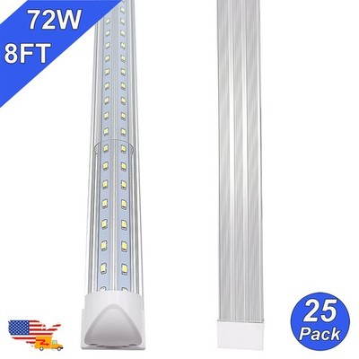 25Pack 8Ft 72Watt Led Shop Lights 6500K Easy Install 9000Lm T8 Garage Lights Led