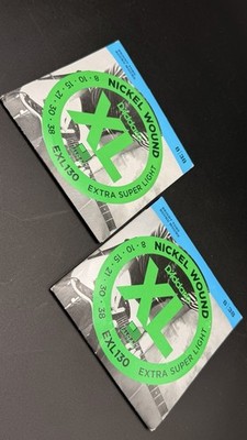 Lot of 2 D Addario EXL130 Nickel Wound Electric Guitar Strings 8-38