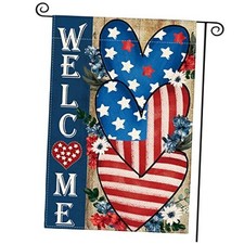 Patriotic 4th of July Welcome Garden Flag 12x18 Inch Garden Size-12 x 18" Blue
