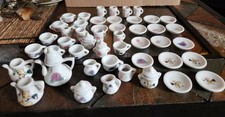 VINTAGE Child's Doll House Tea Sets 52 Pieces Ceramic Or Porcelain, 3 Mixed Sets