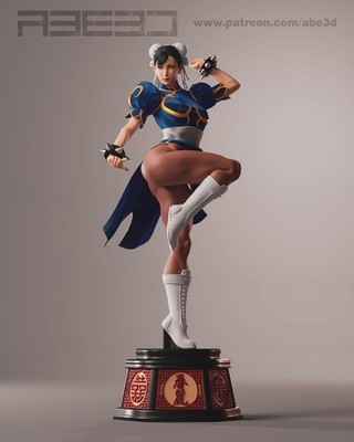 Chun Li - Unassembled and Unpainted Garage Kit - Model Designed by Abe3d