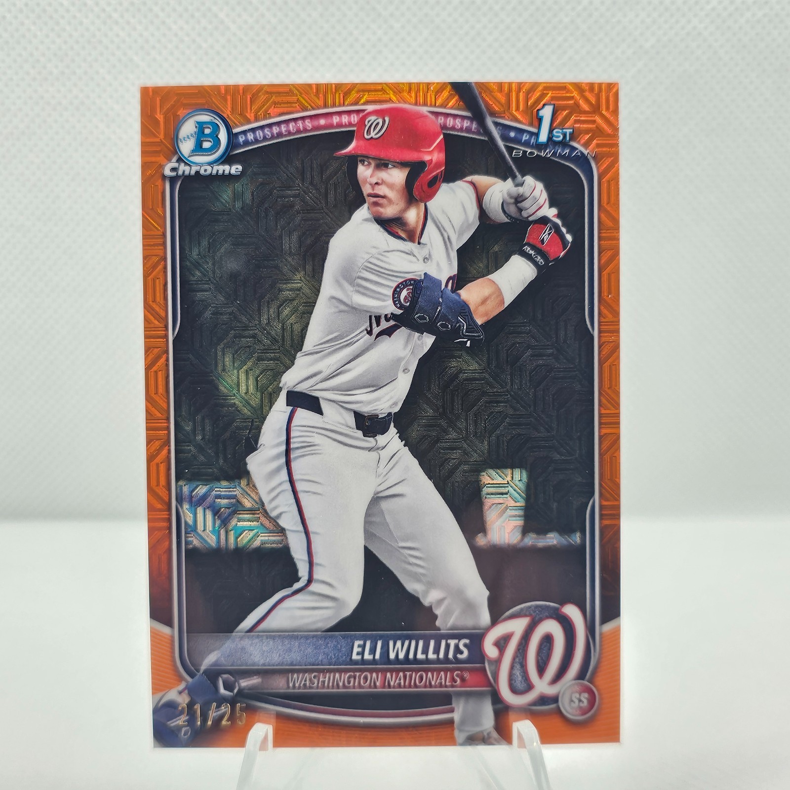2025 Bowman Draft # BDC-1 Eli Willits 1st Bowman Orange Mojo Refractor /25