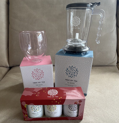 Tree of Tea Teezubereiter  Teetasse  Geschenk Set mit 3x 30g Bio Tee  