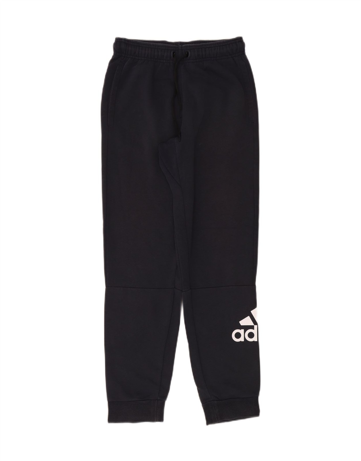 ADIDAS Mens Graphic Tracksuit Trousers Joggers Small Navy Blue Cotton ZO02