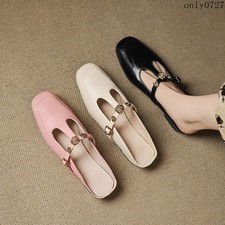 Womens Square Toe Slippers Mules Flower Comfort Flat Casual Slides Sandals New