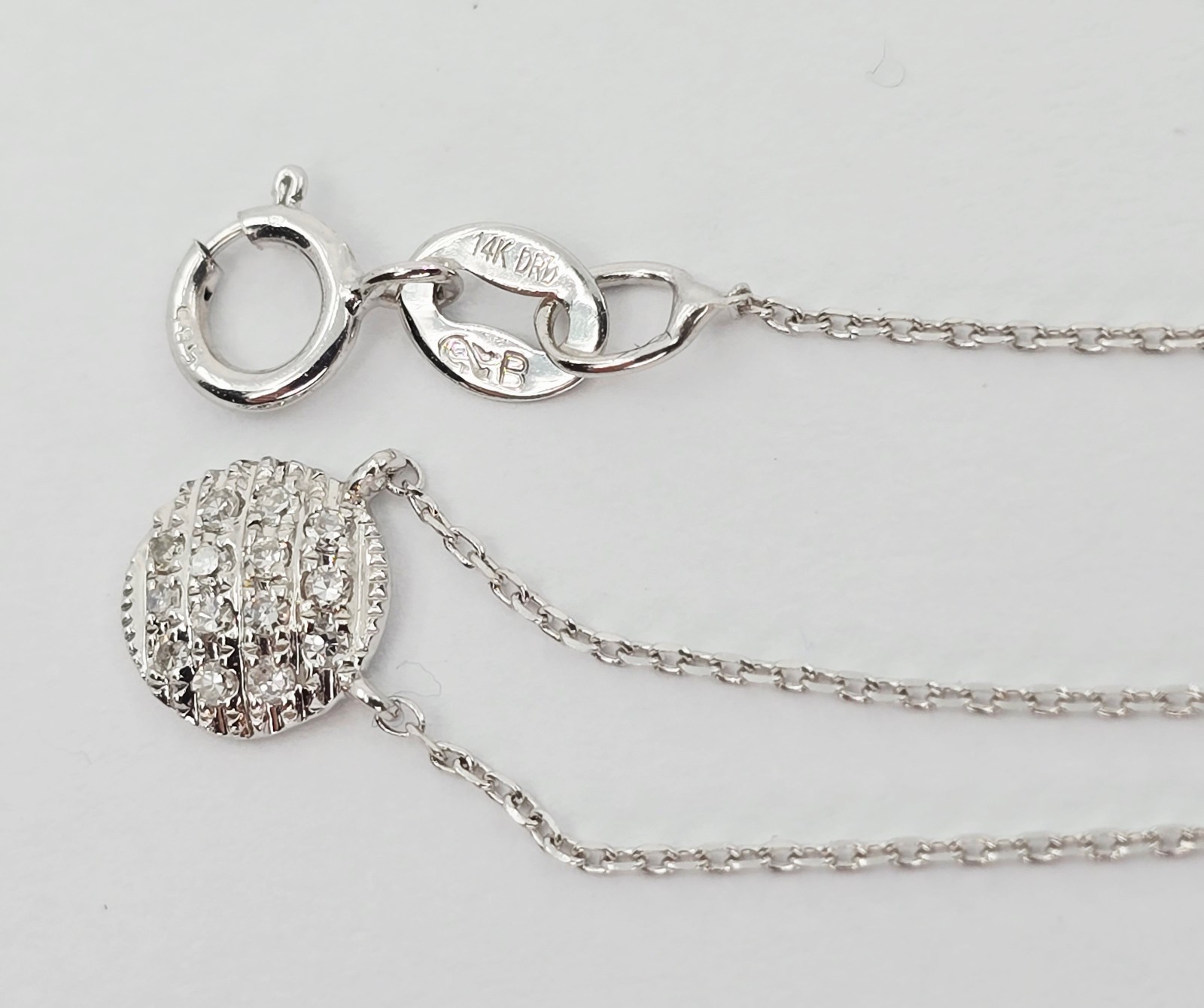 Thin 14K Solid White Gold Link Chain Necklace & R… - image 9