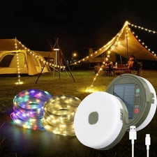 Camping String Lights, 32.8Ft Solar Camping Lights, Portable Waterproof Camp Lam