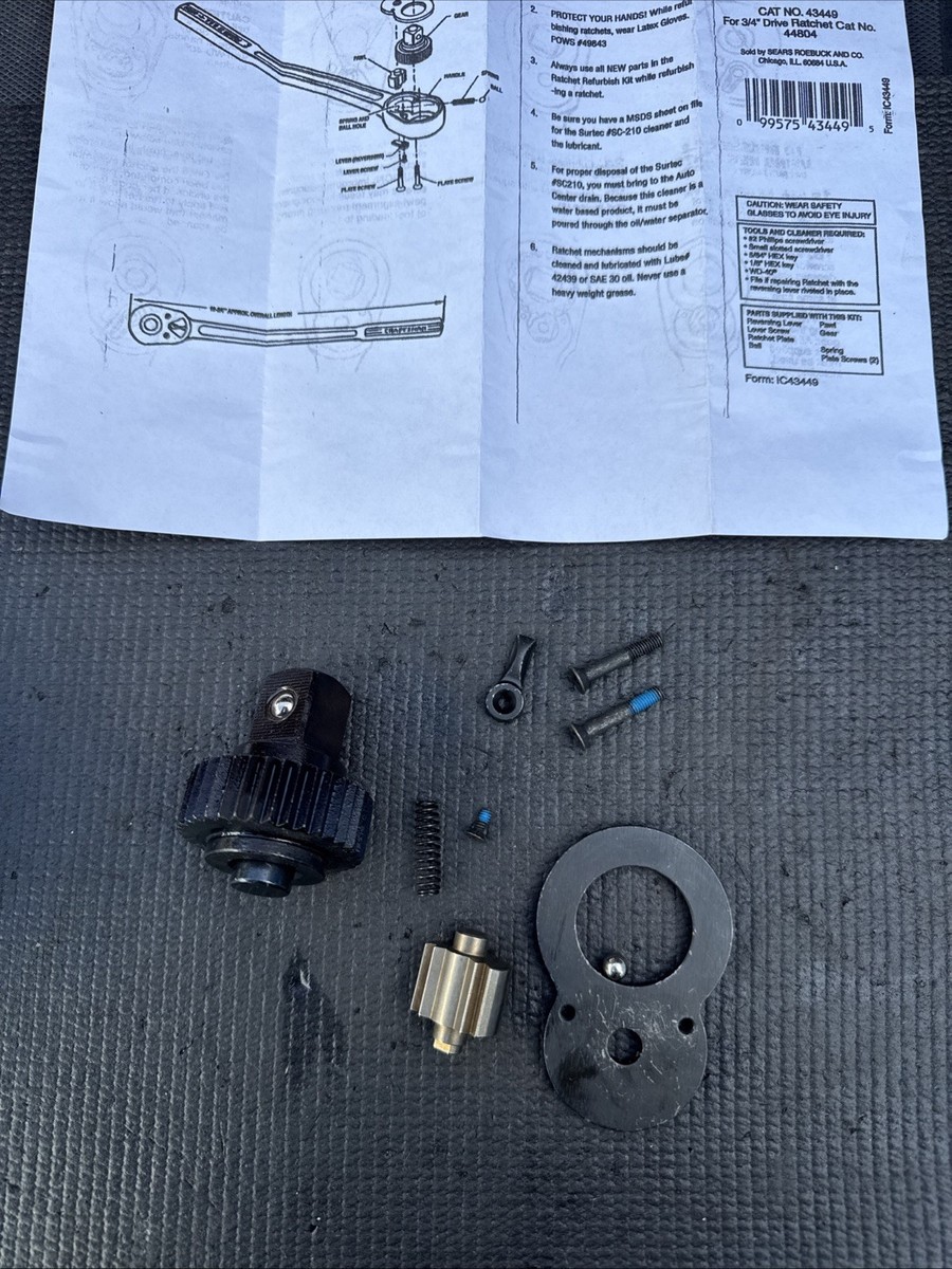 Sears Craftsman USA Nos 3/4” Drive Ratchet Repair Kit 43449 For