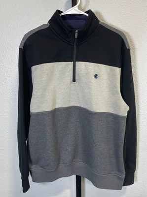 IZOD Advantage Performance Mens Fleece Quarter Zip Pullover Color Block Sz M