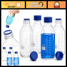4 Pack 1000ml Glass Storage Bottles with Blue Screw Cap - Reusable Borosilicate