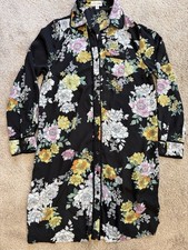 Maison Jules Floral Shirt Dress Black XS 100% Polyester Long Sleeve Knee Length