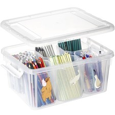 17QT Plastic Storage Bins with Lids - 1 Pack Art Craft Supply Organizer Box w...