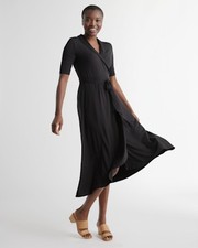 Quince Women Tencel Jersey Midi Wrap Dress Black L
