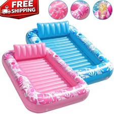 Inflatable Pool Float Lounge Swimming Raft Lounge Beach with Pillow Cup Holder