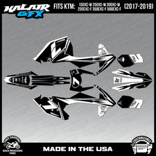 Graphics Kit for KTM 150-300XC-W, 250-500EXC-F (2017-2019) Bolt-WHITE
