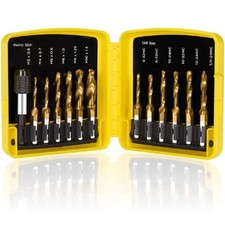 Combination Drill Tap  Tap Bit Set, 3-in-1 Titanium Coated Screw Tapping Bit