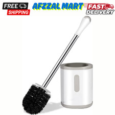 Compact Toilet Brush  Holder, Stainless Steel Handle, Space Saving for Storage,