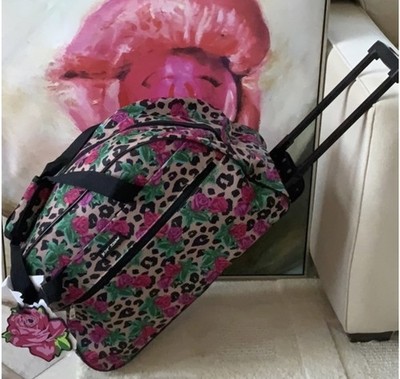 Betsey Johnson 22” Wheeled Weekender Carry On Duffel Bag Leopard