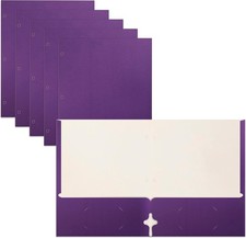 Two Pocket Portfolio Folders 50-Pack Purple Letter Size Paper Folders
