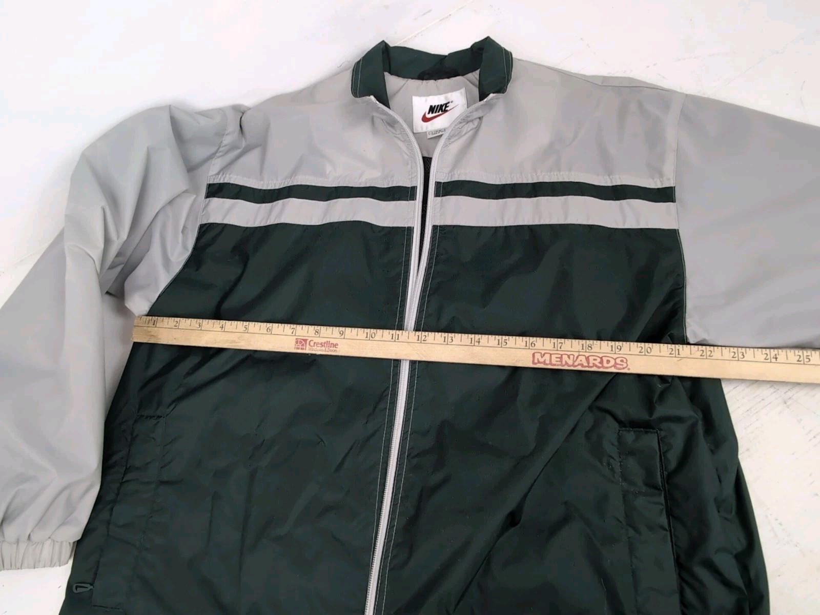 Vintage Nike Y2K Full-Zip Windbreaker - Grey And Green Mens Size Large thumbnail 10