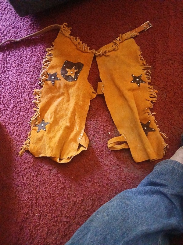 Vintage Kids Suede Leather Cowboy costume chaps high quality Halloween