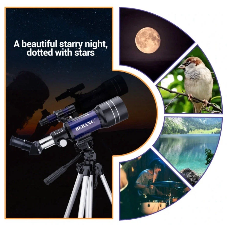 Bebang Telescope for Kids Beginners Adults, 70mm Astronomy Refractor Telescope - Image 2 of 4